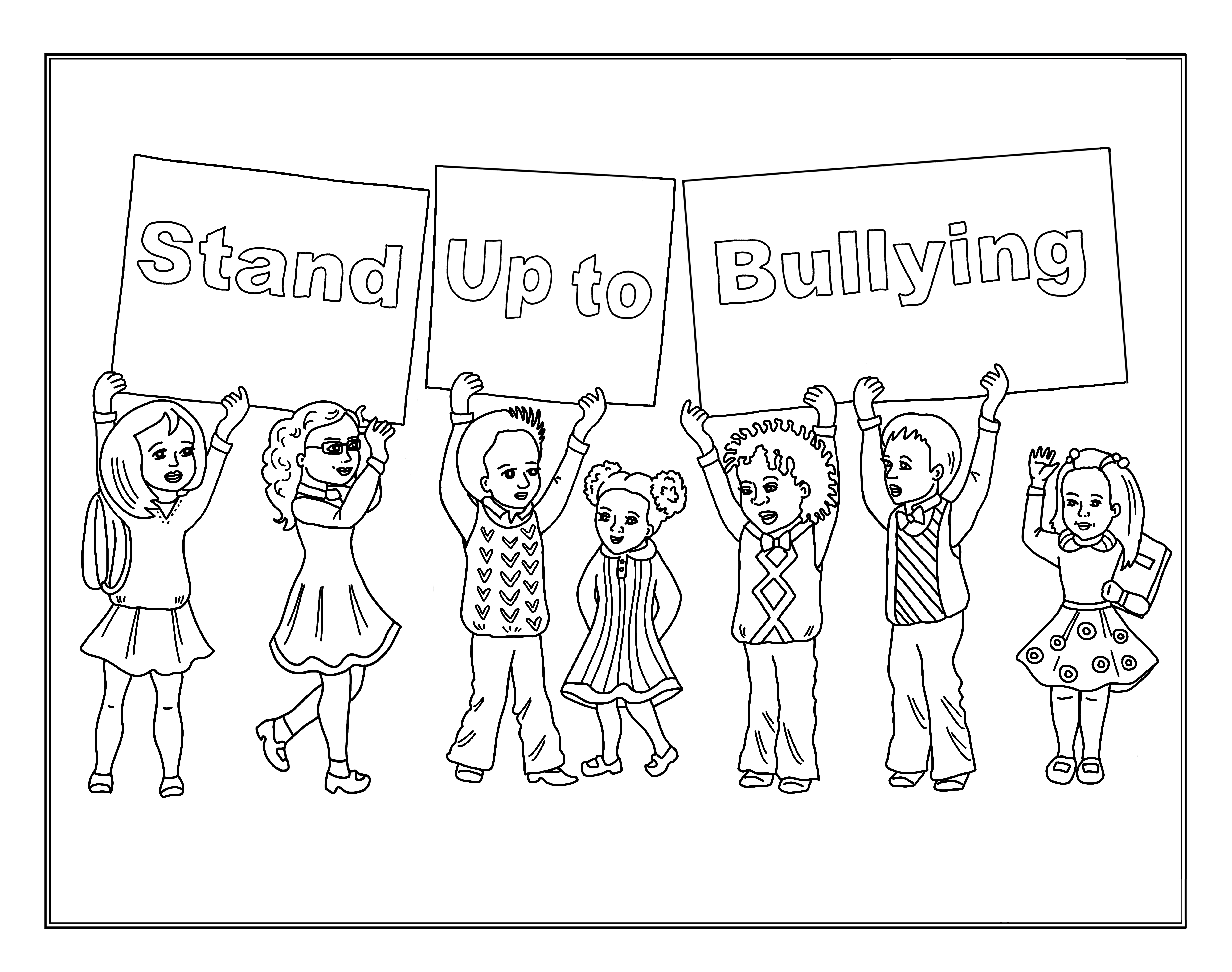 Bullying Coloring Pages Anti Kids Colouring Cartoon Printable Clipart ...
